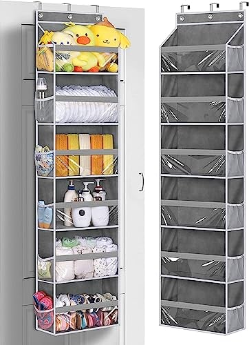 MISSLO Türorganizer Hängeorganizer mit 6 Großen Taschen und 12 Seitentaschen, Fenster löschen Hängeaufbewahrung, über die Tür Hängeregal für Schlafzimmer, Büro, Kinderzimmer, Bad, grau