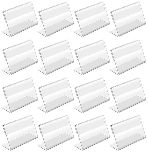 Sctmda Acryl Etikettenhalter 30 Stück Acryl Preisschilder Acryl Tischnameschild Mini Schild Display L Form Tischaufsteller Schräg Waren Zeichen Display Halter Menükartenhalter Visitenkarten-Display