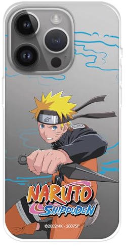 Case Compatible with iPhone 15 Pro MAX Official Naruto Shippuden to Protect Your Mobile Phone, Transparent Flexible Silicone Case with Official Naruto License