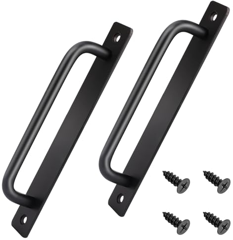 KALIONE 2er-Pack Scheunentürgriffe, Schiebetürgriffe, Schranktürgriffe, Griffe aus Legierung, doppelseitiges Griffset für Schrank, Küche, Schrank, Tor, Schuppen, Garage (160 mm, Schwarz)