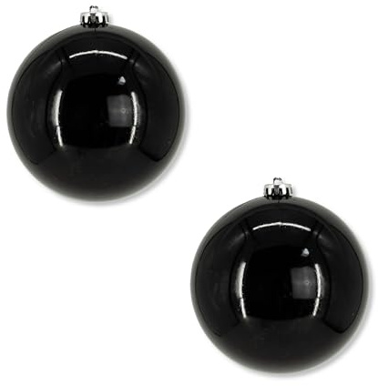 Weihnachts-Kugel XXL Ø 15cm - 2 Stück schwarz glänzend Christbaumschmuck Deko Kugel