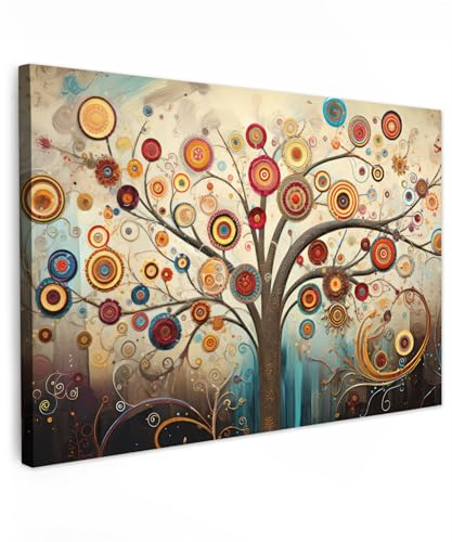 MuchoWow© Impression sur Toile Photo Peinture 120x80 cm Tableau Decoration Murale Chambre Salon Maison Deco Cuisine Arbre de vie - Hippie - Art - Arbre - Spirituel - Abstrait
