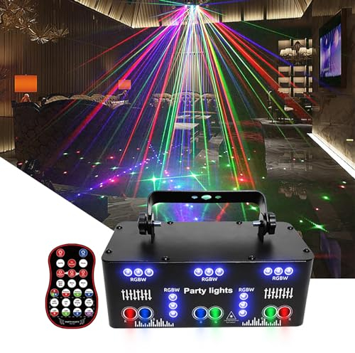 Discolicht Partylicht mit Fernbedienung, 21-Eyes LED RGB Licht DJ Projektor Musikgesteuert DJ Disco Lichter, DMX Effektstrahler Für KTV Familientreffen Hochzeit Geburtstag Halloween