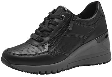 MARCO TOZZI Damen Wedge Sneaker mit Reißverschluss Vegan, Schwarz (Black), 39 EU