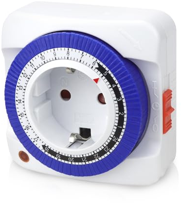 Temporizador Mecánico de 24 Horas Toma de Temporizador de 3680 W Temporizador Enchufable 96 Segmentos Intervalo de 15 min Temporizador Analógico para Interiores Blanco