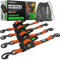 Rhino USA Sangles à Cliquet Rétractables (Paquet de 4) - 2.5cm x 3m (540kg Résistance à la Rupture) - Sangles d’Arrimage Automatiques et Robustes pour Camion, Remorque, Moto, Vélo & Plus - Orange