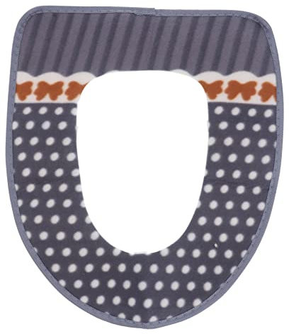 jojofuny Warm Toilet Mat Grey Washable Toilet Seat Cover Cushion Self Adhesive Hook and Loop Tape for Home Bathroom Use