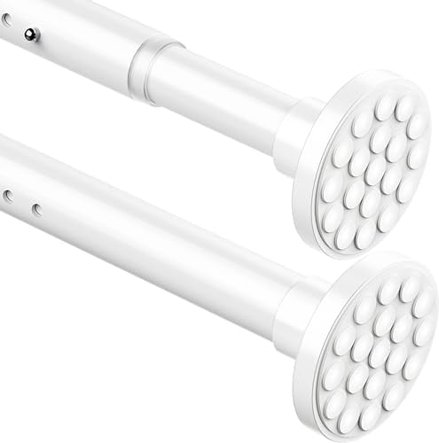 Aiitomg Asta telescopica, 4 m, lunghezza extra lunga, senza foratura, asta per doccia, allungabile, telescopica, per bagno, camera da letto, colore bianco (350-405 cm, diametro 32 mm)