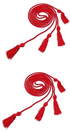 TEHAUX 2pcs Solid Graduation Honor Cords Red Rayon Cords for Graduation Ceremonies Thickness