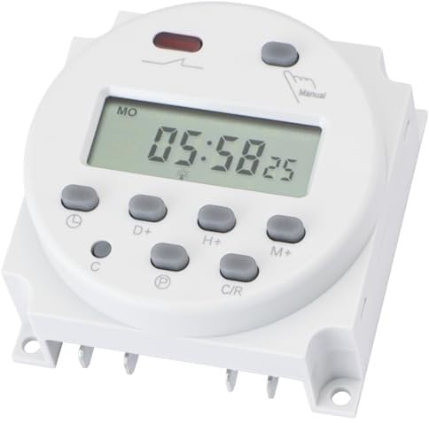 Wengart Interruttore timer,relè orario programmabile settimanalmente,display LCD digitale CN101,AC230V 1M~168H,controllo manuale/automatico,adattabile a una varietà di attività di temporizzazione