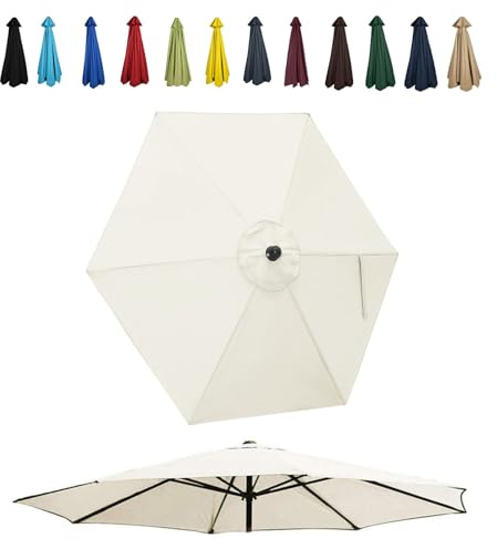 JEDAL Auvent de Remplacement pour Parasol de 200cm 250cm 270cm 300cm toile de rechange de Parasol 6 Baleines Housse De Rechange de Polyester de Parasol de Terrasse UV30+