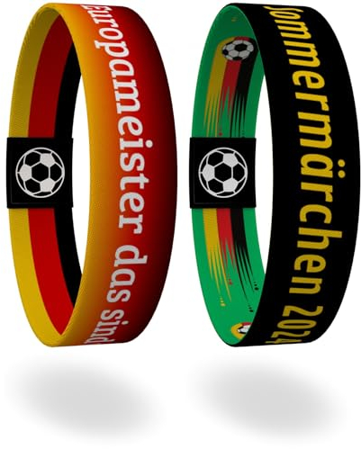 juma Fan Armband 2er Set - Fanartikel für Deutschland zu Fußball EM Europameisterschaft 2024 oder WM Weltmeisterschaft (L - 19 cm, Deutschland 2er Set 1)