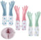 3 Pairs Rubber Latex Cleaning Gloves, Long Cuff Washing up Gloves with Lining-46cm, Non-Slip Kitchen Dishwashing Gloves, Waterproof Household Gloves for Kitchen Bathroom Laundry Gardening-3 Colors