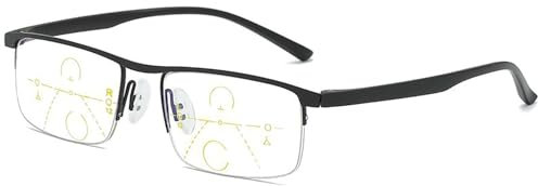 Sovtay Outfany Intellireaders, Progressive Dual-Use-Lese-Brille Für Nah Und Fern, Progressive Lesebrille (Schwarz, +3.00 Dioptrien)