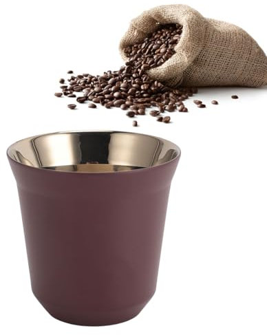 Asixxsix Demitasse-Becher aus Edelstahl, Hochglanzpoliert, Stapelbarer, Doppelwandiger, Isolierter Kaffeebecher, für Kaffee, Tee, Getränke, Spülmaschinenfest (160ml)