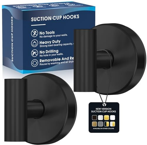 MOTAIPEAK Lot de 2 crochets à ventouse pour douche, crochets de douche robustes, accessoires salle de bain, pour intérieur de douche, cuisine, verre, miroir, carrelage pour accrocher
