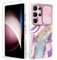 SHEDEER Cover per Samsung S25 Ultra con Slidable Protezione Fotocamera & Vetro Temperato, Cover per S25 Ultra 360 Militare Protezione, Aesthetic, Brillante, Antiurto Antigraffio, Viola Meteor Shower