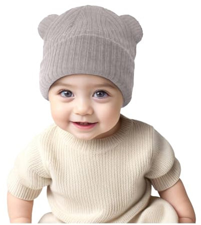 Amxleh Babymütze Autumn und Wintermützen für Säuglinge und Kleinkinder, hochelastische Strickmütze für männliche und weibliche Babybären