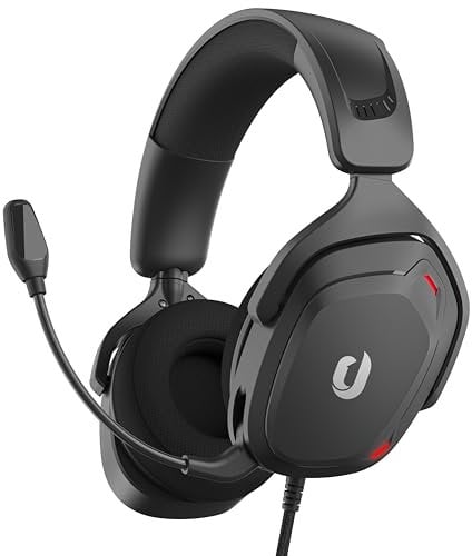 JIMYIU Cascos Gaming para PC, PS4, PS5, Auriculares Gamer con cancelación de Ruido micrófono para Xbox One, Xbox Series X|S,Jack de 3.5mm,Negro