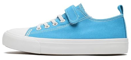 Zapatos de lona para niños y niñas, zapatillas de deporte de caña baja con cordones, informales, con correa ajustable, transpirables, ligeras