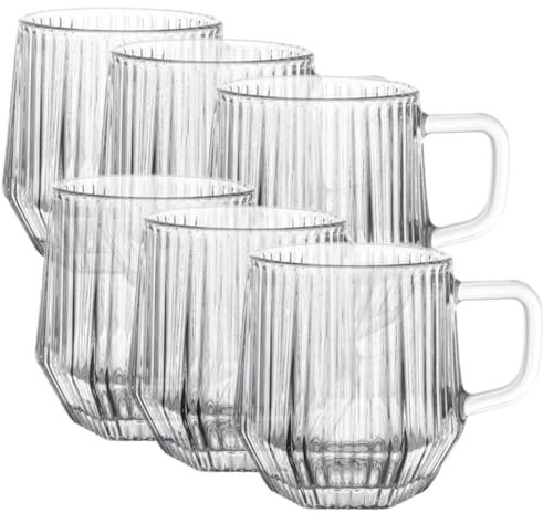 PRETYZOOM Tazas De Vidrio Transparente 6 Piezas Jarras De Agua Con Asas Diseño Vertical