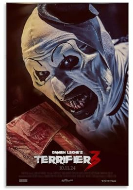 OREAUORN Terrifier 3 Poster, Wandkunst, Leinwand, ästhetisches Vintage-Poster, dekoratives Gemälde für Wohnzimmer, Schlafzimmer, 30 x 45 cm, ungerahmter Stil