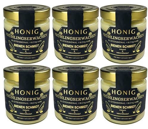6x Original Deutscher Honig Frühtracht 500g im Glas cremig gerührt Regionales Produkt aus Oberfranken (Nord-Bayern) Honig rein und natürlich