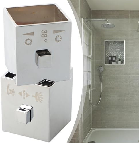 JINSBON Manopola termostatica cromata, 1 paio di mandrini, diametro 3,75 cm, maniglia quadrata per controllo della temperatura della doccia, per miscelatore termostatico per vasca da bagno SMA