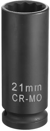 21 mm Scaffolding Impact Socket – 1/2 Drive Deep Socket with Retaining Pin & O-Ring – CR-V Chrome Vanadium Steel Impact Socket for Long Bolts, Scaffolding Clamps