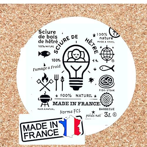 Sciure de Bois de Hêtre 3l pour Fumoir à Viande et Poisson |||Adaptée au Serpentin Fumoir à Froid |||| MADE IN FRANCE |||| Copeaux de bois compatible avec fumoirs à froid, Mélange PRO | 0,4-1 mm | 1KG