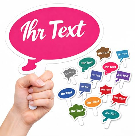 Fotobox Requisiten 15er Set, Foto Requisiten, Schilder-Set mit Wunschtext | für Birthday-Partys, Hochzeiten, Polterabende, Junggesellenabschiede, Firmenfeiern & Partys