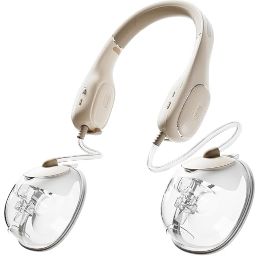 NCVI Electric Breast Pump Hands Free, Neck Milk Breastfeeding Pump Wearable, 4 Modes & 9 Levels with Hospital-Grade Suction, Collection Cups with 19/21/24/28mm Flange Inserts