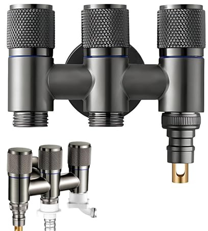 3 Wege Wasserwechsler Steuerventil,1/2 Zoll Gewindeanschluss, Edelstahl-Wasserumleitungsventil mit 3-Wege-Eckventil, Ein Einlass Und Drei Auslass Eckventil, für Waschmaschinen und Toiletten