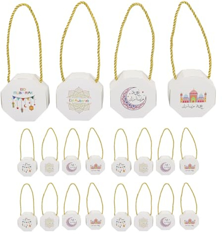 FUTUREORYY 20stücke Süßigkeiten Geschenkbox für Eid Mubarak Achteckige Papierbox für Ramadan-leckereien Snackboxen für Partys Aufbewahrungsboxen für Süßigkeiten