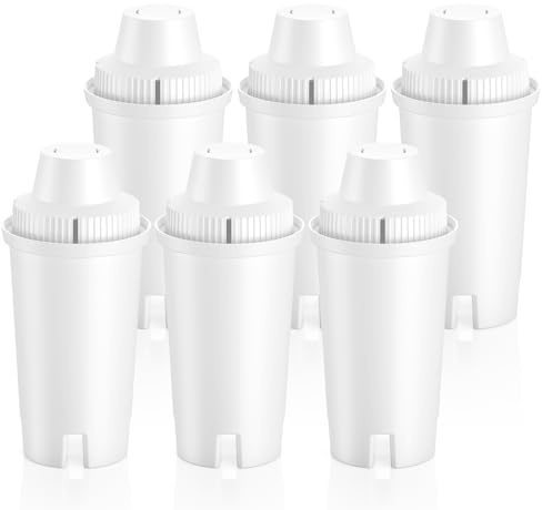 VILLAPOOL 6 Water Filter Cartridge Compatible with Brita Classic OB03 | Also for dispensers, Everyday, UltraMax, Metro+, XL, Mavea 107007. Reduces PFAS and chlorine.