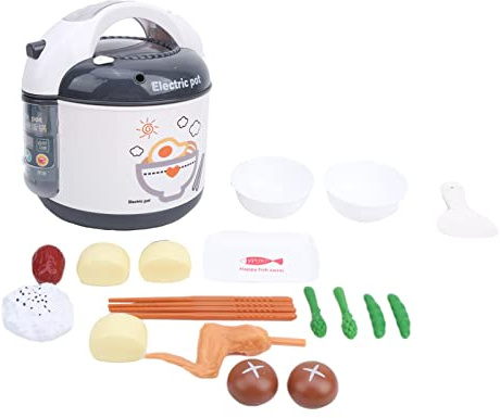 Sorandy Kids Simulation Rice Cooker Toy Colorful Plastic Kitchen Appliances Set for Children Hand-eye Coordination Improvement (Grey)