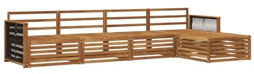 vidaXL Outdoor-Sofagarnitur 5 pcs Natur Massivholz Akazie, Garten, modernes Outdoor-Sofa, Sitzgruppe für die Terrasse, gemütliche Loungemöbel