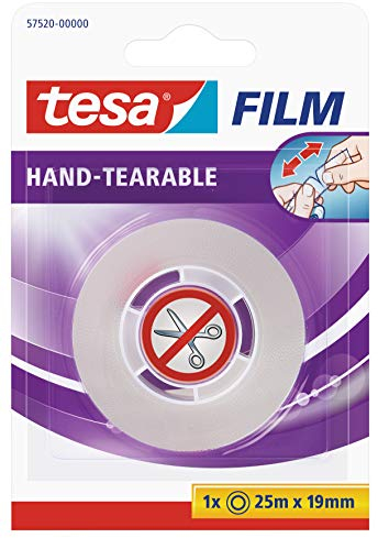 tesa film déchirable à la main, 25 m x 19 mm, 1 rouleau sous blister