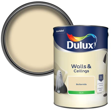 Dulux Silk Emulsion Paint For Walls And Ceilings - Buttermilk 5L