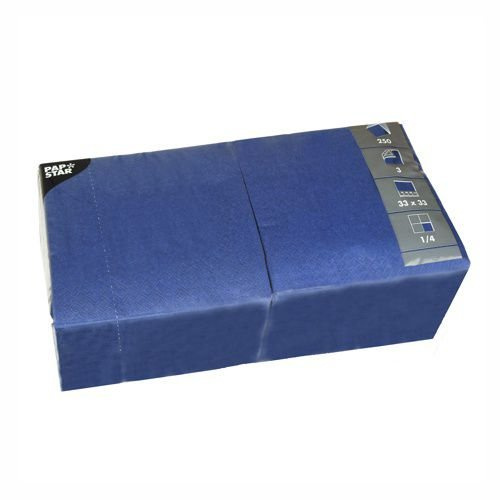 Servietten, 3-lagig 1/4-Falz 33 cm x 33 cm dunkelblau für jede Party und Feier. Menge: 250 St
