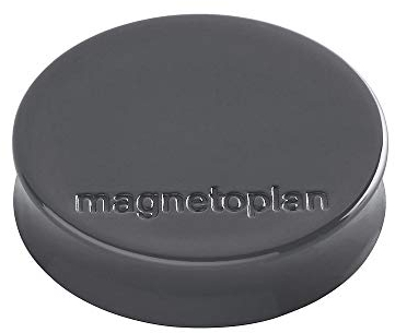 magnetoplan Ergo-Magnete, Large | ØxH 30x8mm | 10 Stück, Felsgrau | Haftkraft von 0,7 kg | Für Kühlschrank, Whiteboard, Magnettafel