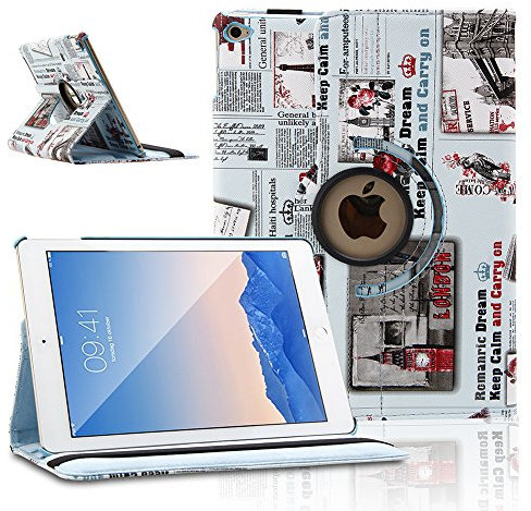 360 grados giratoria PU Funda de piel Smart Cover función atril para iPad Air 2 (iPad 6) 2014 Modelo Tablet, función atril, lápiz capacitivo