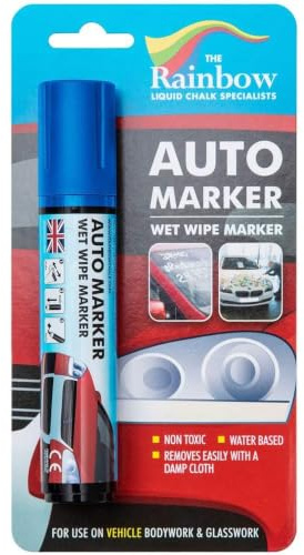 Rainbow Chalk Markers Blue 15 mm Tip Car Marker Pen, Window Marker | Jumbo Ink Marker Pen, 15 mm Broad Nib, Water Resistant, Wet Wipe Clean, Indoor & Outdoor Use, Solvent Free