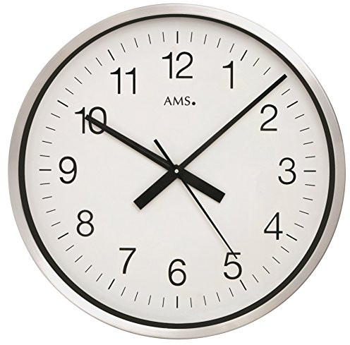 Moderne Wanduhr mit Funkwerk, Funkuhr, batteriebetrieben AMS -XXL Funk-Wanduhr 60cm- 5949