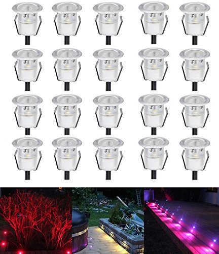 CHNXU LED Spot Encastrable Extérieur Mini Spot Encastré de Ø30mm Eclairage Encastrables Extérieur pour Terrasse Enterre IP67 Etanche DC12V Lumière pour Escalier (rgb, 20 kit)