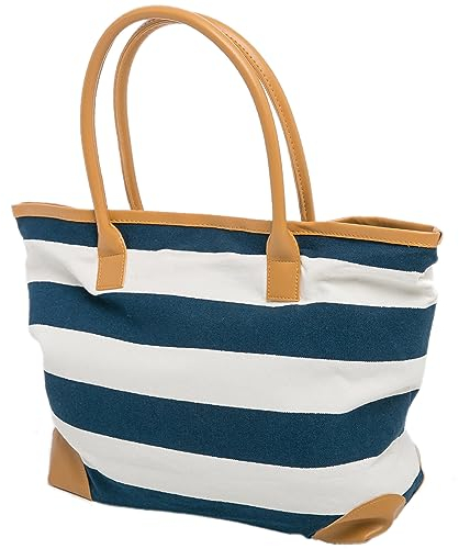 AIREE FAIREE Strandtasche - Große Damen Strandtasche, Nautisches Muster mit Magnetverschluss und Innentasche, die perfekte Urlaubstasche