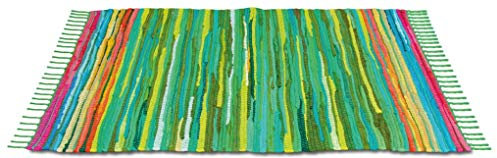 Bestlivings Flickenteppich 70 x 180 cm aus handgewebter Baumwolle in Grün - Dunkelgrün, viele Variationen