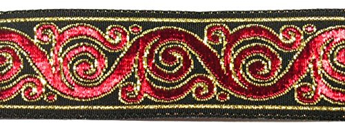 10m Brokat Borte Webband 22mm breit Farbe: Schwarz-Rot-Gold von 1A-Kurzwaren 22221-swrtgo