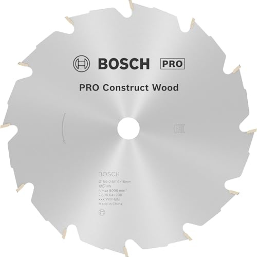 Bosch 1x PRO Construct Wood Kreissägeblatt, 184 x 2,6 x 16 mm | für Bauholz mit Mörtel und Nägeln, Holz mit Nägeln, Ø 184 mm, Professional Zubehör kabelgebundene Handkreissägen