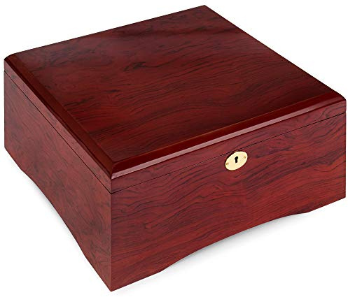 Brybelly Premium Wooden Mahogany Poker Chip Case - Glossy, Casino-Grade Chest with Felt-Lined Interior Holds 750 Chips